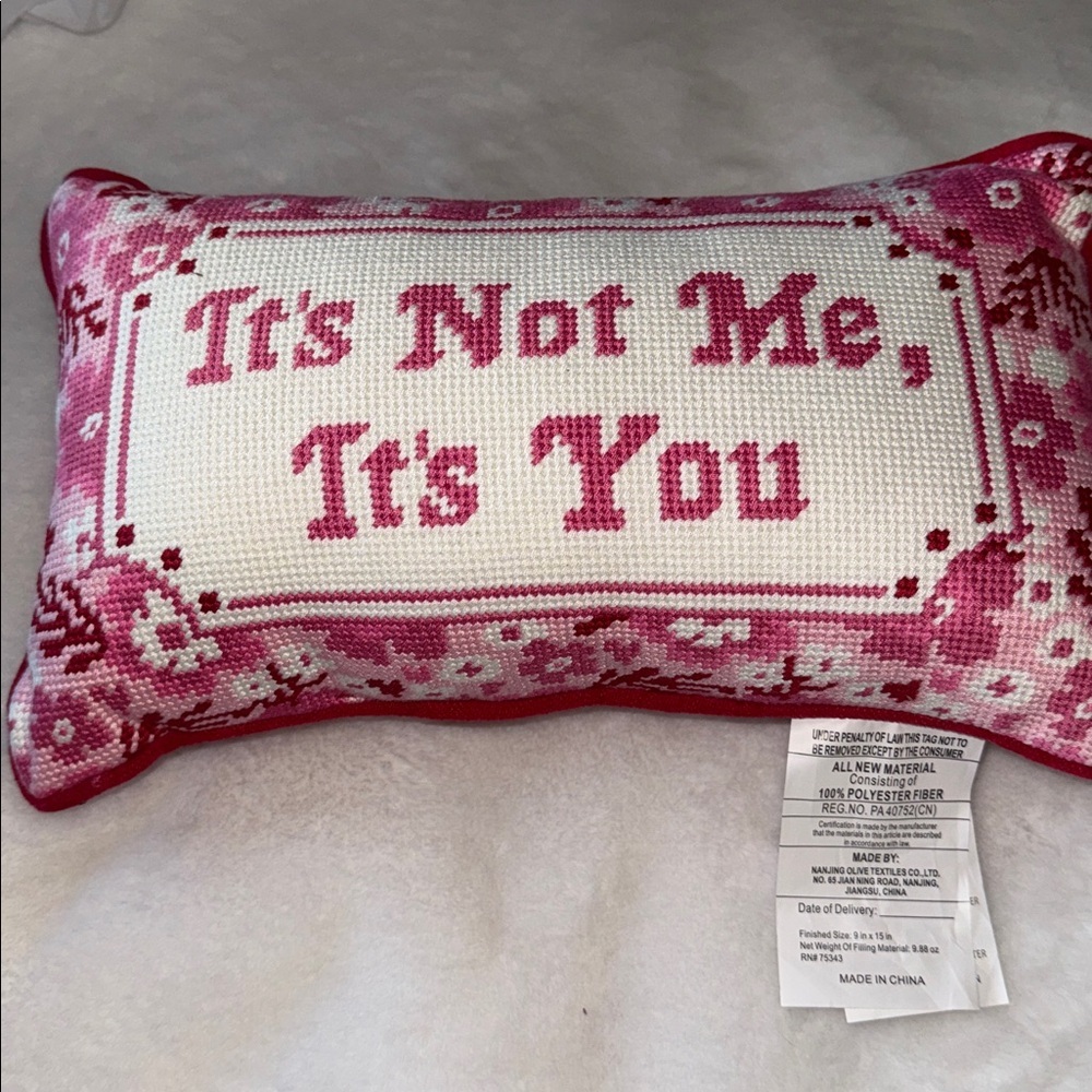 Beaufonts & broken hearts valentine’s Day it’s not me it’s you needlepoint pillo